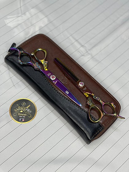 �� ������� ����� ������ ���� 6 ���� �� ����� Barber Purple Set Scissors