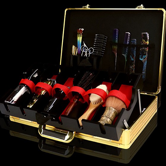 ������ ��������� ���� ���� ����� Gold Luxury Aluminum Barber Case