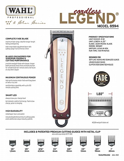 ����� ������ ���� ���� ������� Wahl Cordelss Legend 8594