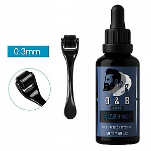 שמן מצמיח זקן + דרמה רולר 0.3 מ"מ OB BEARD שמן מצמיח זקן + דרמה רולר 0.3 מ"מ OB BEARD