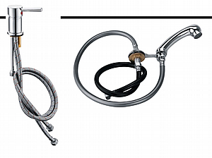 ברז ודוש בצבע כסף לכיור חפיפה BarberPRO 604+611B ברז ודוש בצבע כסף לכיור חפיפה BarberPRO 604+611B