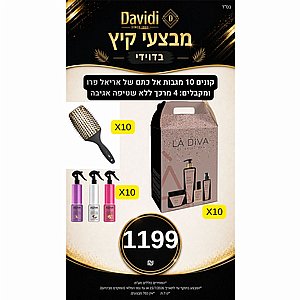מבצעי קיץ בדוידי! קונים 10 ערכות לטיפוח השיער LA DIVA ומקבלים 10 מברשות שיער ARIELPRO ו-10 מרכך ללא שטיפה AGIVA מבצעי קיץ בדוידי! קונים 10 ערכות לטיפוח השיער LA DIVA ומקבלים 10 מברשות שיער ARIELPRO ו-10 מרכך ללא שטיפה AGIVA